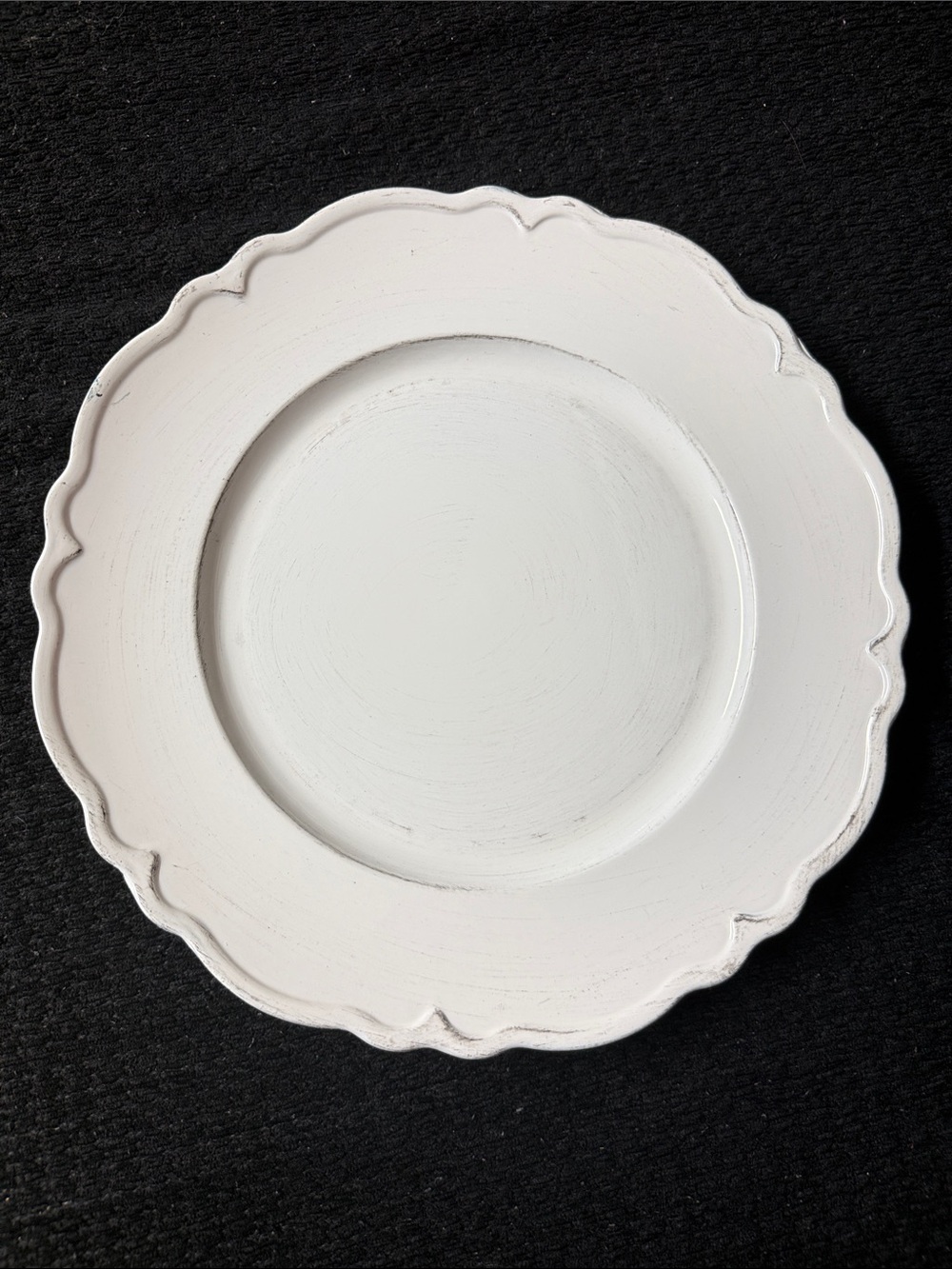 Kirklands White Scalloped Decorative Charger Plate